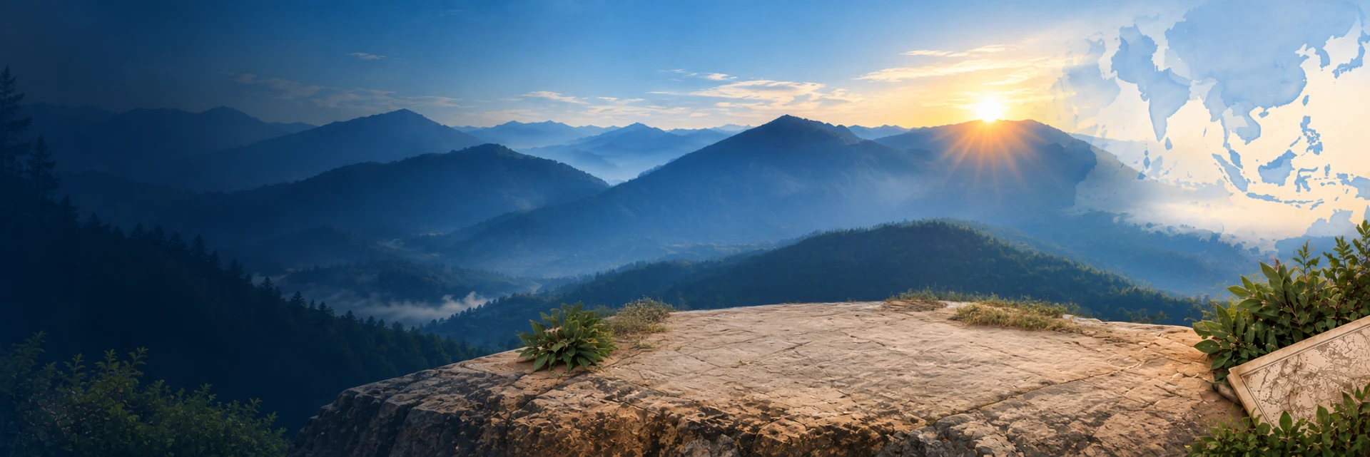 Sunrise over Asian mountains